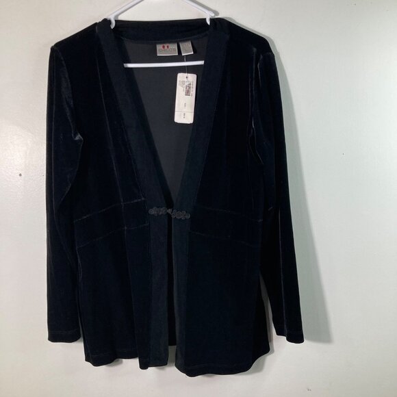 Womens Chicos Velvet Martha Jacket Button Close Black M NWT Polyester Spandex - Picture 1 of 10
